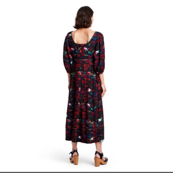 Rachel Comey Womens Dress 4 Midi Kodak Red Floral Print Volume Sleeve Target New - Picture 10 of 16